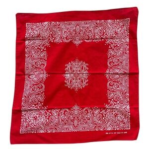 VTG 1950 Bandana 20" Cotton Fast Color RN 15898 red USA Aztec Paisley Geometic